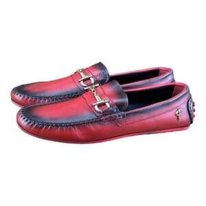 Re Ferdinando Castelo Red Leather Men size 9 Driver Loafer